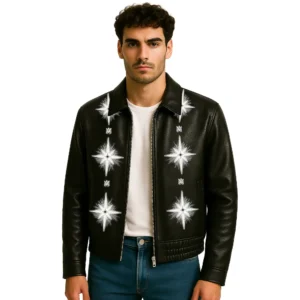 mens-leather-jacket-with-white-stars