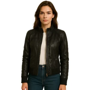 womens-black-leather-bomber-jacket
